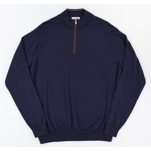 Peter Millar Men's Crown Autumn Crest Quarter Zip Sweater Size Large Navy Blue